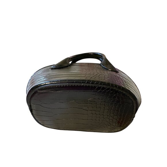 XOXO Black Croc Embossed Faux Leather Mini Handbag With Top Handles & Magnetic S - Picture 3 of 5